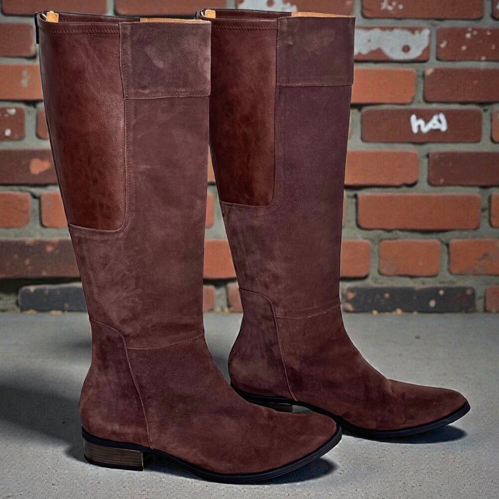 SUNDANCE Sandrine Boots Brown Suede Leather Tall Knee High Riding Zip 40 | 9-9.5